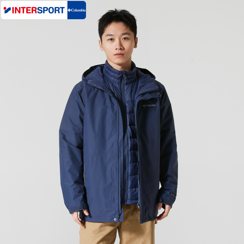 哥伦比亚防水夹克男2025冬季户外700蓬羽绒内胆保暖三合一冲锋衣