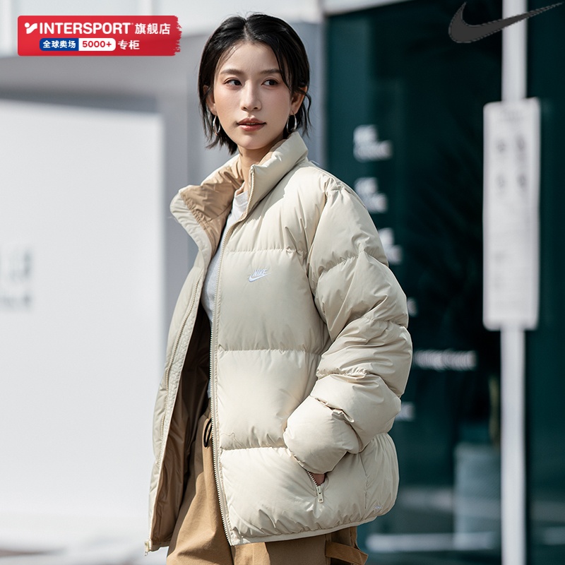 耐克羽绒服男女款2025冬季户外加厚防风休闲情侣短款立领羽绒外套