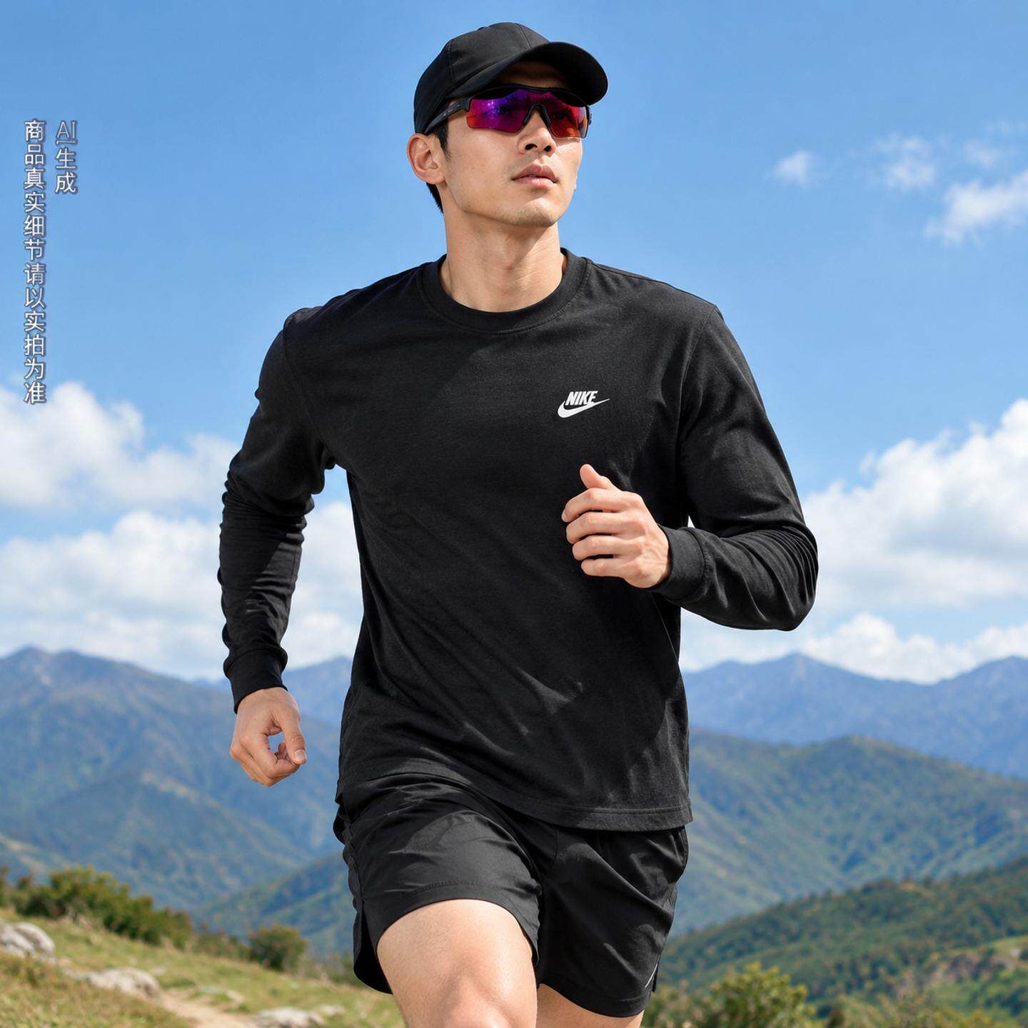 茵特丨耐克男士运动服春秋款棉质吸汗舒适圆领休闲长袖T恤上衣