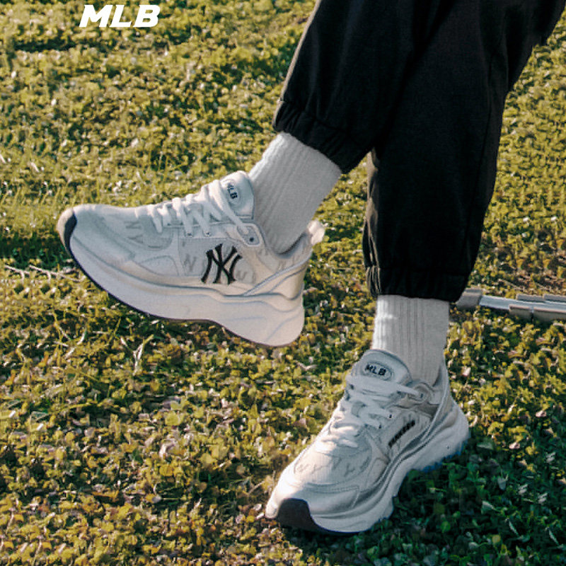 MLB鞋子男鞋女鞋2026夏季运动鞋低帮厚底休闲鞋复古老花老爹鞋潮图片