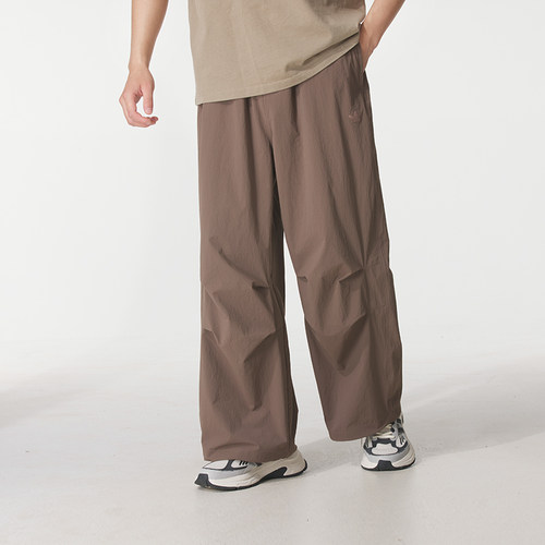 茵特丨阿迪达斯三叶草褶皱伞兵裤2026男裤廓形工装梭织长裤KD4296