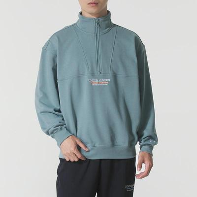 安德玛UA卫衣男装 2025新款冬季运动服健身训练半拉链立领套头衫