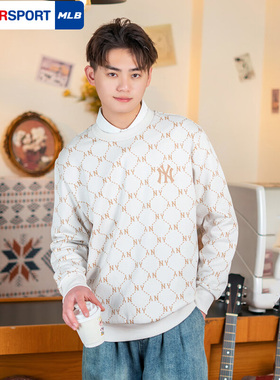 MLB官方卫衣男女同款2025新款运动服复古老花宽松套头衫3AMTM0141