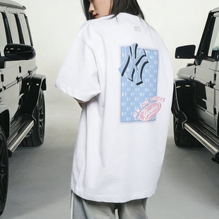 高街复古宽松休闲半袖 MLB夏季 美式 T恤女装 体恤 老花字母印花短袖