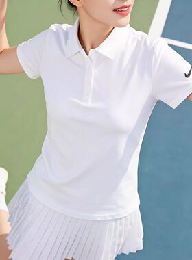 茵特丨NIKE耐克白色POLO衫女装上衣夏季新款网球运动T恤女款短袖