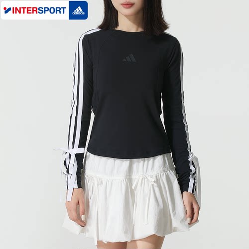 Adidas阿迪达斯女子长袖t恤2025冬季新款圆领运动服套头衫KG3862