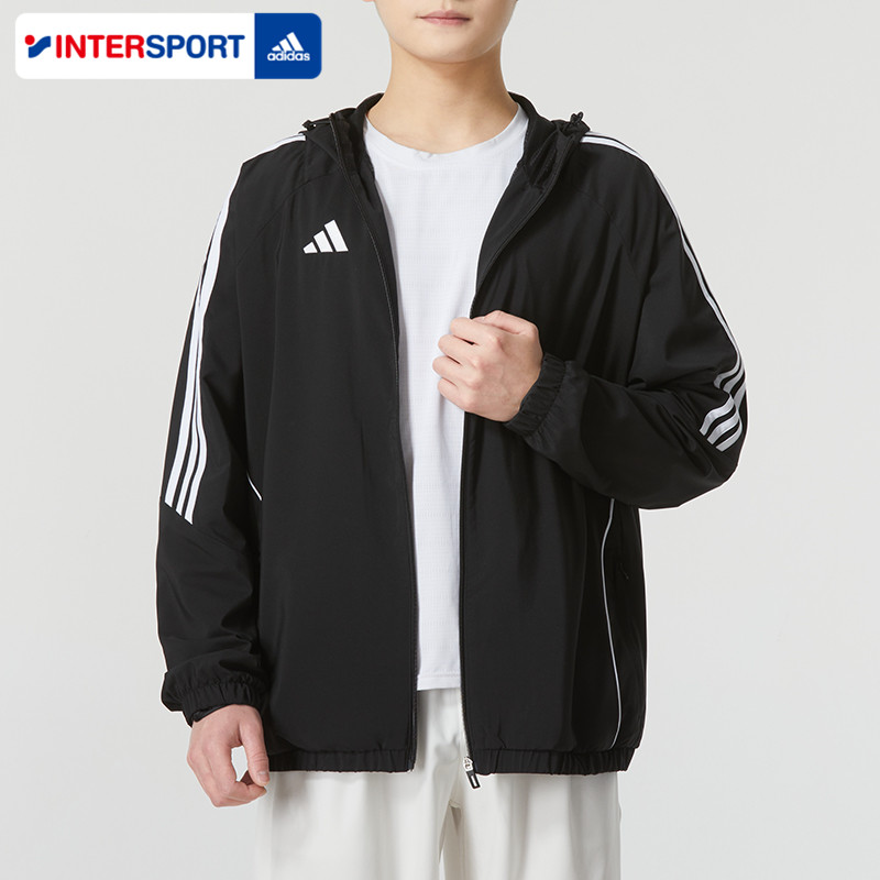 Adidas阿迪达斯外套男2025冬季新款跑步运动服黑色连帽夹克IM8806