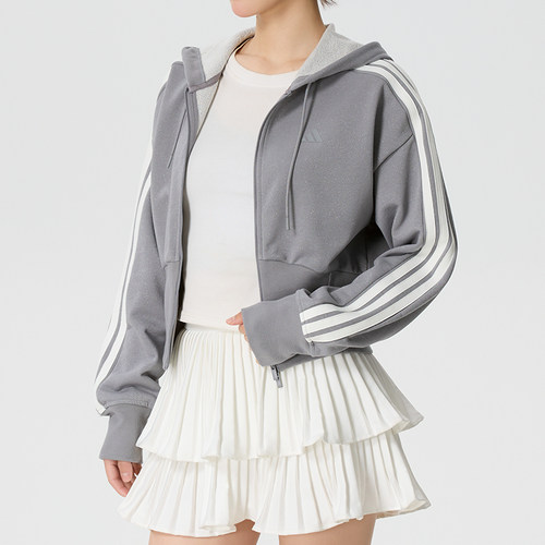 茵特丨阿迪达斯连帽外套女2026夏季新款运动服修身短款夹克KX8906