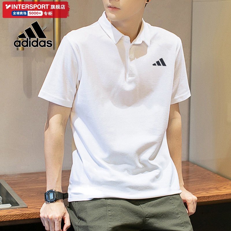 阿迪达斯短袖polo衫男夏季新款翻领半袖上衣男士速干透气运动T恤