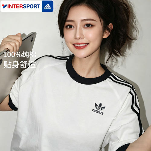 阿迪达斯三叶草运动T恤女