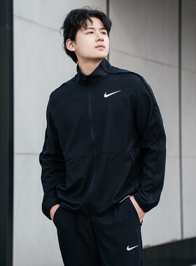 耐克男子黑色立领休闲外套26春新款跑步梭织夹克运动服DM6620-011