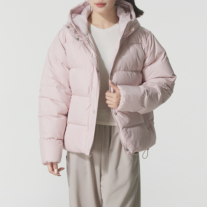 耐克粉色羽绒服保暖外套