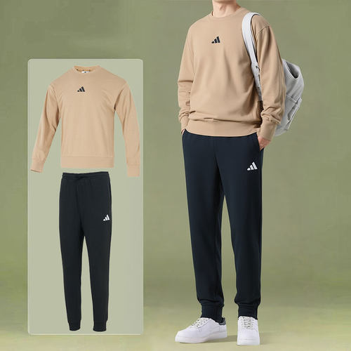 阿迪达斯男装运动套装25秋新款舒适休闲卫衣套头衫宽松长裤两件套