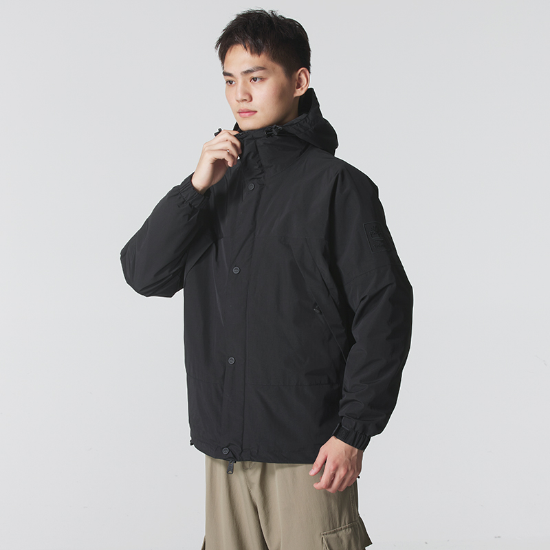添柏岚男装冲锋衣三合一黑色运动服登山户外外套保暖夹克 A69F2