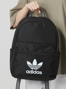 阿迪达斯三叶草男女包新款运动背包黑色商务包学生双肩包IJ0761/