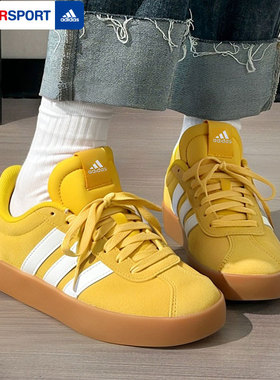 阿迪达斯德训鞋男鞋女鞋冬季新款VL COURT 3.0黄色低帮板鞋T头鞋