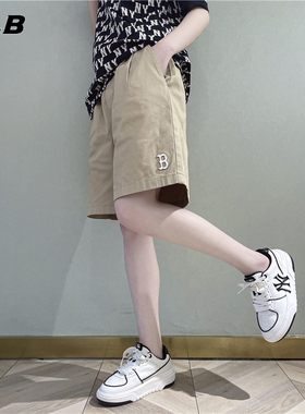 MLB官方短裤女2025秋季新款运动裤宽松休闲五分裤工装裤3FSMB0633