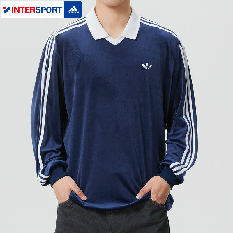 阿迪达斯三叶草POLO衫男装女装 2026春季新款运动情侣绒面长袖T恤,运动服/休闲服装,运动T恤,淘宝优惠券,粉丝福利购,淘宝优惠卷