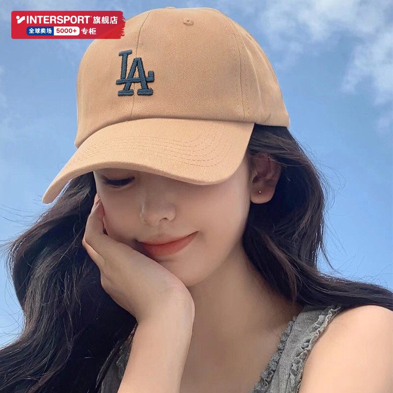 MLB官方正品NY棒球帽女2025秋新款运动卡其帽子米色LA鸭舌帽男