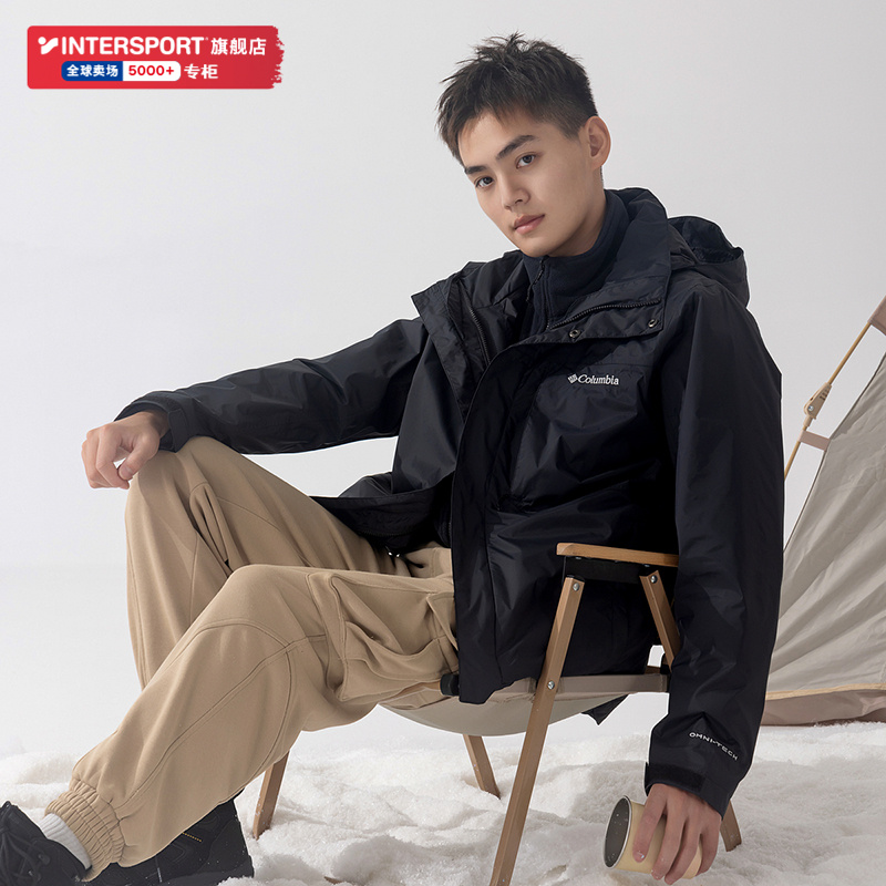 哥伦比亚登山夹克男户外休闲保暖抓绒内胆外套运动服三合一冲锋衣