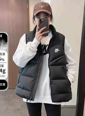 耐克立领羽马甲女款秋冬情侣新款保暖运动休闲羽绒背心外套FB8184