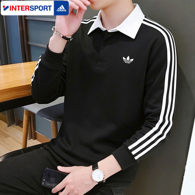 阿迪达斯翻领POLO衫T恤男2026春季宽松休闲上衣运动套头衫KE3576
