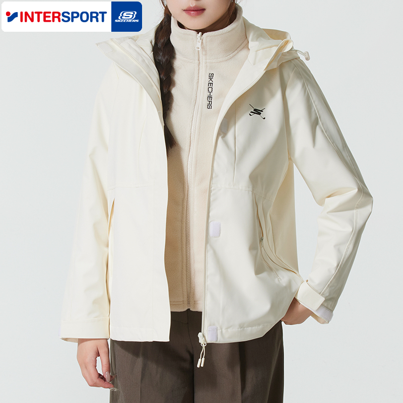 斯凯奇梭织外套女2025冬季新款三合一抓绒内胆运动服防风运动夹克