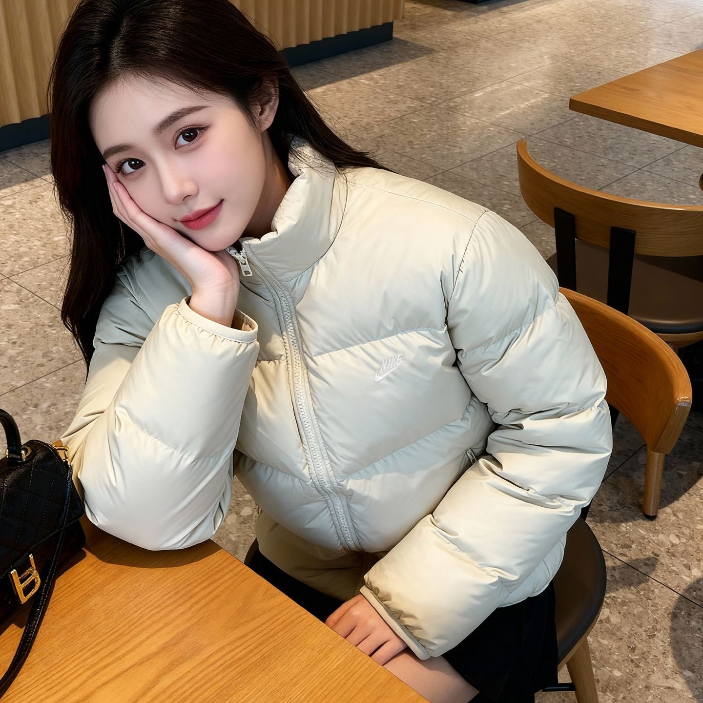 Nike耐克羽绒服女款冬新款拒水保暖夹克立领外套加厚面包服IB2976