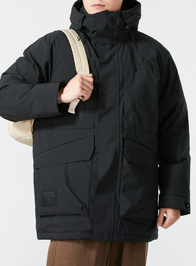 NEW BALANCE NB黑色羽绒服男装2025新款连帽运动服外套工装派克服