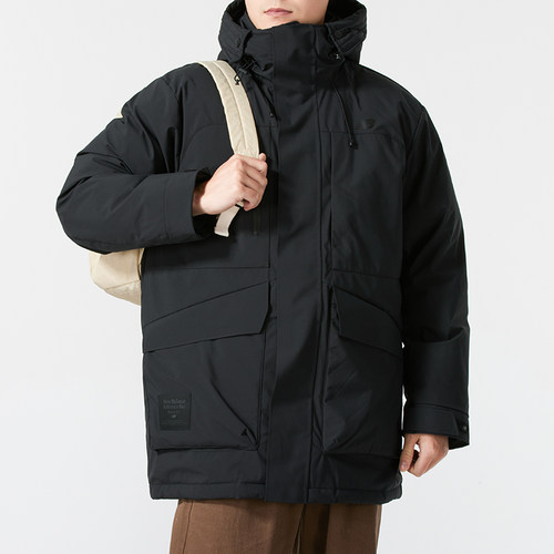 NEW BALANCE NB黑色羽绒服男装2025新款连帽运动服外套工装派克服
