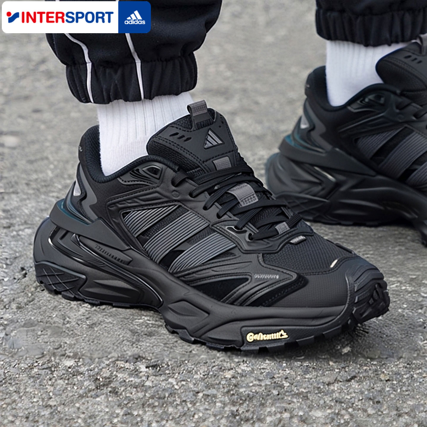 阿迪达斯男鞋女鞋「破晓机甲风暴」XLG STORM EDGE黑色老爹鞋男