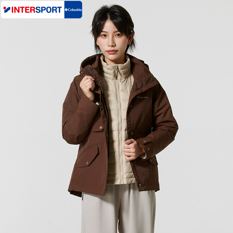 哥伦比亚女装 户外运动服防风保暖休闲羽绒内胆三合一冲锋衣外套