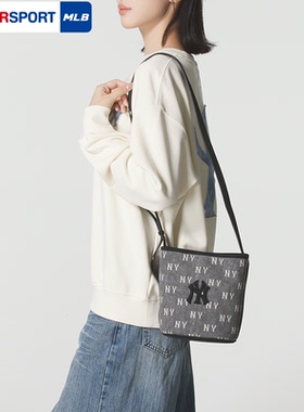 MLB水桶包男包女包NY老花满印牛仔斜挎包情侣时尚单肩包3ABMMV55N