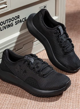 UA安德玛2025冬季新款Charged Surge 4跑步鞋黑色女运动鞋3027007