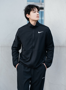 耐克男子黑色立领夹克外套26新款跑步梭织健身运动服DM6620-011