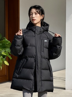 耐克羽绒服女款冬新款运动服连帽工装外套长款保暖棉袄IB2974-010