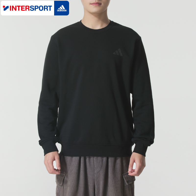 Adidas阿迪达斯男服25冬季新款圆领卫衣跑步训练运动服休闲套头衫