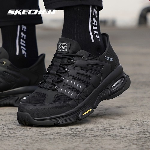 斯凯奇闪穿男鞋2025冬季新款户外运动鞋一脚蹬穿脱鞋子男士气垫鞋