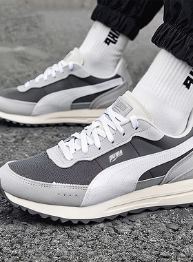 PUMA彪马男鞋女鞋2026春季新款运动鞋灰色翻毛皮拼接休闲鞋397377