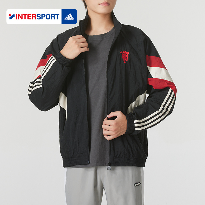 阿迪达斯三叶草梭织立领外套男2025冬季防风运动服休闲夹克IS6525