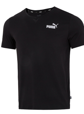 PUMA彪马短袖T恤男2025冬季新款运动服健身训练宽松V领半袖630562