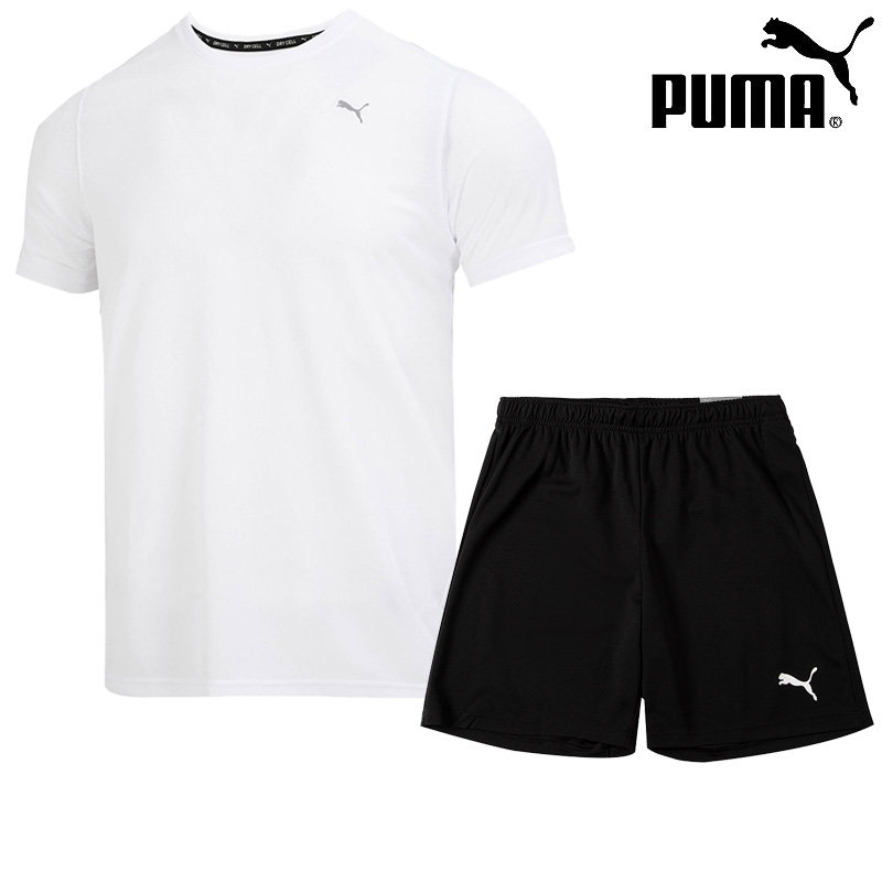 PUMA彪马快干短裤短袖男春季新款运动套装潮牌跑步训练健身两件套