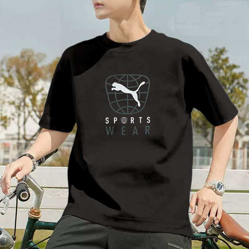 PUMA彪马黑色短袖男秋季新款休闲运动服宽松半袖跑步T恤潮682070