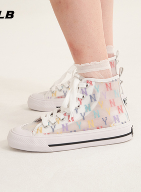MLB高帮帆布鞋板鞋女鞋2025新款NY复古老花运动鞋休闲鞋3ACVCMM2N