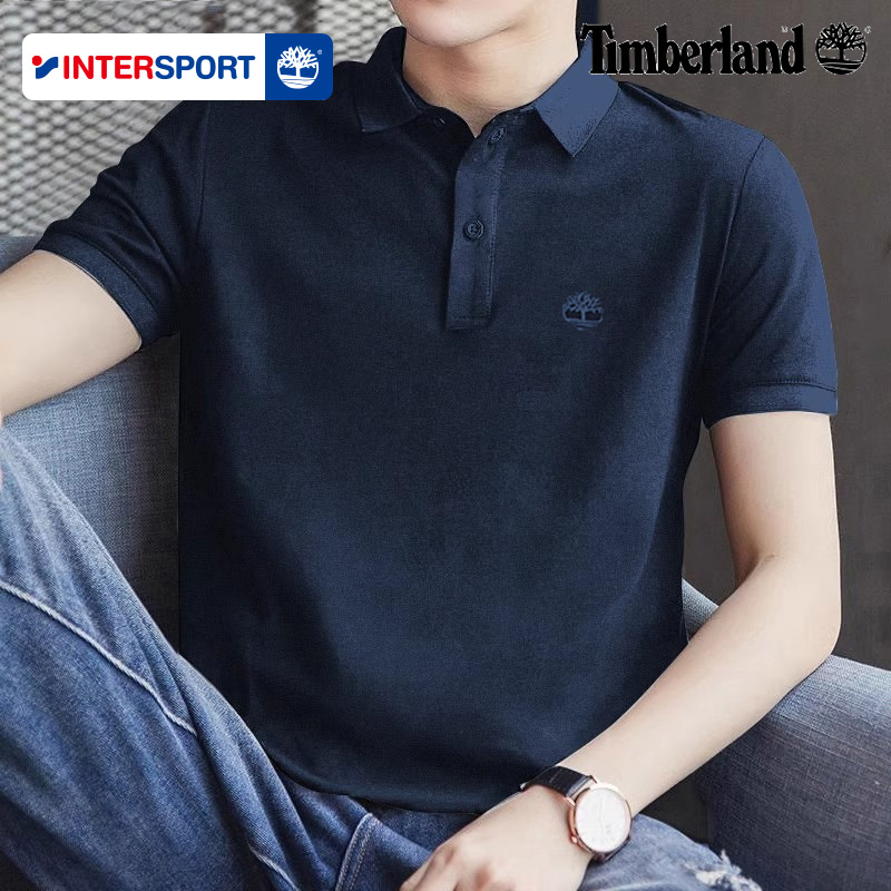 Timberland添柏岚官方POLO衫男士宽松运动服纯棉翻领短袖T恤A24H2