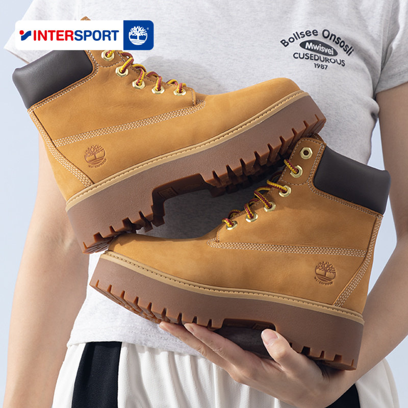 Timberland添柏岚官方女鞋中帮黄靴户外防水厚底增高短靴A5RF9