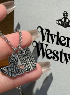 超酷做旧朋克暗黑个性嘻哈土星球方牌裂纹钛钢项链男女款毛衣链潮