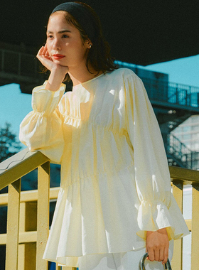 23区可洗适宜棉丝抽褶设计时尚简约通勤女士上衣女ONWARD