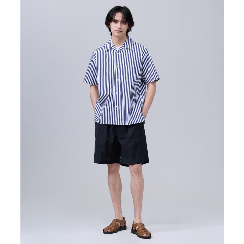 J.PRESS商务休闲ORIGINALS宽条纹开襟半袖衬衫宽松版型男士ONWARD