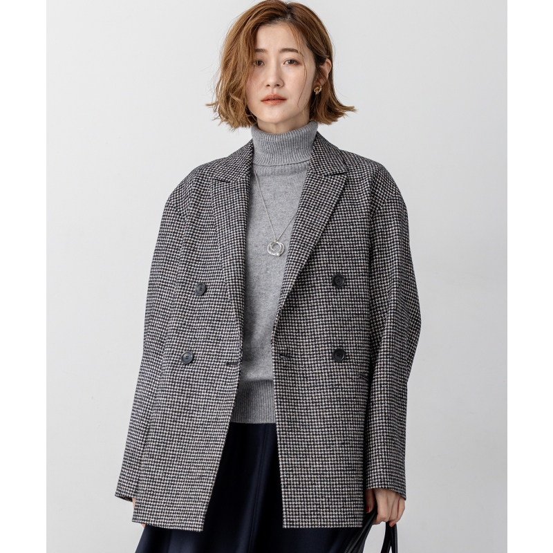 23区优雅感气质适宜见上爱同款混纺粗花呢双排扣夹克女ONWARD